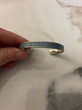 Blue Greek Key Enamel Cuff Bracelet